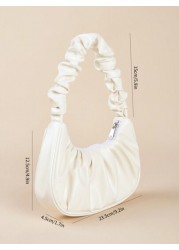 1pc Girls Fashionable Pleated HandheldShoulder Bag Suitable For Daily Outing