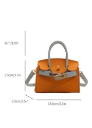 1 Pc New Model Girl s Fashion Retro Color Matching Handbag Pu Material Twist Lock Closure Crossbody Bag Simple And Elegant Casual And Versatile A Must Have For Daily Travel