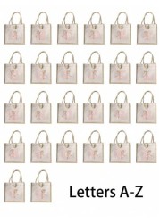 1 Piece Pink Floral Letter Printed Handbag Holiday Gift Bag Storage Bag Shopping Bag Multifunctional Lightweight Daily Travel Vacation Outdoor Shopping Supermarket Holiday Classic Simple Solid Color C