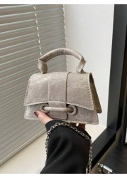 1pc Retro Korean Style Handbag Personalized Fashion Simple Temperament Shoulder Crossbody Small Square Bag Pu Material Magnetic Buckle Closure Adjustable Shoulder Strap Suitable For Teenagers Shopping