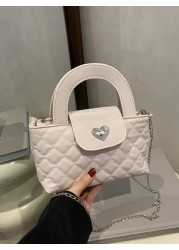 1pc New Cute Girl Niche High End Pu Crossbody Bag And Fashionable New Bag Fresh And Dopamine Color Matching Youthful Girl Style Can Be Cross Body Metal Chain Bag Casual And Fashionable Very Suitable F