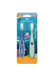 GuruNanda Butter on Gums Toddler Toothbrush with Sand Timer Extra Soft Bristles for Kids Age 2 Toothbrush with Tongue Cleaner Brush Cap 2 Pack