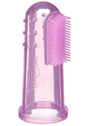 Brilliant Baby Finger Toothbrush Silicone Gum Massager and Teether Brush for Babies and Toddlers 3 Months Old and Up Infant Teeth Cleaning Essentials Baby Teethers and Toothbrushes Pink 1 Count