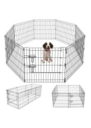Artmeer Pet Playpen Puppy Playpen Kennels Dog Fence Exercise Pen Gate Fence Foldable Dog Crate 8 Panels 24 Inch Kennels Pen Playpen Options Ideal for Pet Animals Outdoor IndoorBlack 24x24