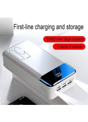 باور بانك 50000 مللي أمبير شحن سريع مع شاشة LED، شاحن محمول عالي السعة، 3 مخارج USB ومصباح يدوي، متوافق مع iPhone وSamsung وXiaomi وHuawei والأجهزة اللوحية والمزيد