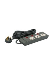 Olsenmark 3 Way Power Socket with Individual Switches- OMES1727D/ Equipped with Fire Proof Housing, and Child Safety Shutter/ 3 meter Extension Cord, Ideal for Home, Office, etc to Connect C