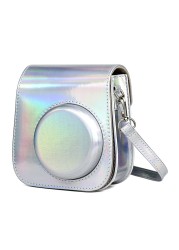 O Ozone - Fujifilm Accessories, Instax Mini 11 Case PU Leather with Strap - Silver, Blue Album