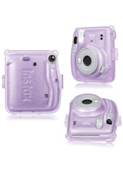 O Ozone Transparent Hard Camera Case For Fujifilm Instax Mini 11 Instant Camera Cover With Adjustable Strap [ Shining Case Designed For Instax Mini 11 Case ] - Glitter Purple