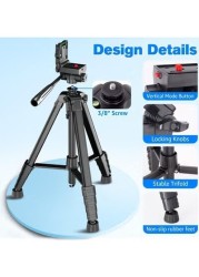 Camera Tripod DSLR Camera Tripod With Plates For Lightweight Video Tripod Stand For Travelling Phone Tripod With Fluid Head Phone Holder Wireless Remote Max Load