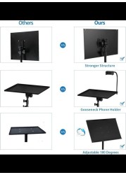 Radiotronics Projector Stand,Laptop Tripod Stand Adjustable Height up to 47.2 Inch with Gooseneck Phone Holder, Portable for Outdoor Movies-Detachable Computer DJ Racks Holder Mount