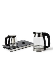 Generic Electric Kettle With Tea Pot 8008, Black/Silver/Clear