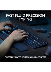 لوحة مفاتيح MX Keys S المتقدمة اللاسلكية المضيئة (الجرافيت) لوحة مفاتيح تخطيط إنجليزية دولية أمريكية لأجهزة الكمبيوتر التي تعمل بنظام Windows وLinux وChrome وMac