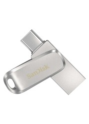 سانديسك ألترا دوال درايف لوكس ذاكرة فلاش USB نوع سي 64 غيغابايت - فضي