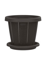 Cosmoplast Cedargrain Flower Pot With Tray Dark Brown 6inch