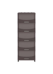 Cosmoplast Cedargrain 5 Tiers Storage Cabinet With Drawers And Wheels Dark Brown 50x40x114cm