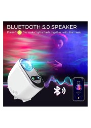 جهاز عرض Galaxy Aurora – جهاز عرض النجوم 3 في 1 LED Northern Lights مع 6 خيارات للضوضاء البيضاء ومكبر صوت بلوتوث جهاز عرض Starry Moonlight