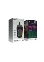 سماعة بورودو جرين لاين Pristone Pro اللاسلكية، بطارية 1200mAh، Bluetooth 5.2، مقاومة للماء IPX6، باس عميق، إضاءة RGB، راديو FM، دعم TF Card و USB، 7 ساعات وقت تشغيل - أسود
