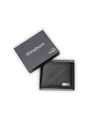 Inahom Bi-Fold Organised Wallet Flat Nappa Genuine and Smooth Leather Upper IM2021XDA0003-001-Black