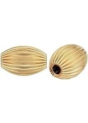 50pcs Beautiful Melon Spacer 10mm x 6mm Corrugated Oval Rice Shape Metal Loose Beads Gold Plated Brass for Jewelry Craft Making CF1282