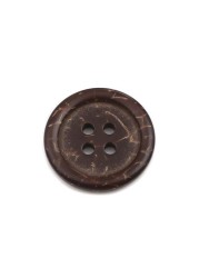KARMELLING 50PC Coconut Shell Sewing Buttons Scrapbooking 4 Holes Round Dark Coffee 20mm 68 Dia