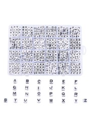 Cheriswelry 768pcsbox 7mm White Acrylic Cube AZ Letter Alphabet Beads Sorted Square Plastic Letter Pony Beads for DIY Bracelet Necklace Jewelry Making Supplies
