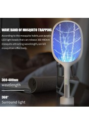Doreen 650mAh USB Rechargeable Mosquito Bat Bug Zapper 3000Volt Indoor &amp; Outdoor Electric Fly Swatter Racket&amp;Lamp 2 in 1 for Home Bedroom Kitchen Office Backyard Patio（LH087A）