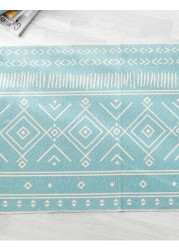 سجادة Mei Homecenter ذات طراز عرقي منسوجة يدويًا بشرابة لغرفة المعيشة وغرفة النوم، أزرق فاتح (مقاس 60 × 90 سم)