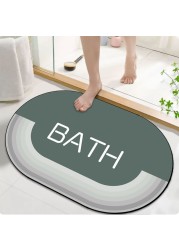 Diatom Mud Anti Slip Bathroom Mat With Printed Design Stylish &amp; Super Absorbent With Soft Material (50X80)
