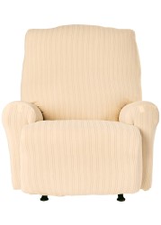 SureFit SF39058 Stretch Pinstripe Recliner Slipcover One Piece Form Fit 94 Polyester 6 Spandex Machine Washable Cream