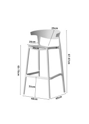 Jeffcoco Furniture Bar Stool, High Bar Chair Leisure Chair Bar Stool Outdoor Chair Home Bar Stool Plastic Chair Outdoor 4 leg High Chair (White)