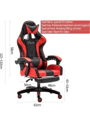 Gaming Chair, Video Gaming Chair, PU Leather High Back Ergonomic Swivel Racing Computer Chair Task Chair, Rolling Office Chair with Lumbar Support and Retractible Footrest for Gaming and Relax (Red)