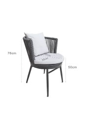 Jeffcoco Furniture Garden Lounge Seat Set,Outdoor Chair with Cushions,Patio Outdoor Balcony Seat,Grey Outdoor Sofa Furniture Handmade Rope (Chair)