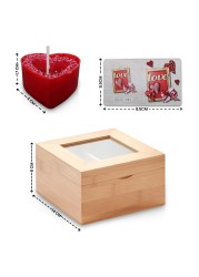 Jinou Valentine&#39;s day gift &ndash; Heart Shape Candles Encased in Premium Quality Bamboo box &ndash; Gift for Wife, Husband, Boyfriend and Girlfriend