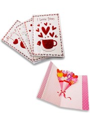 Party Time 4pcs Assorted Greeting Cards, Valentines Day Card, Anniversary Card, Mother&#39;s Day Gift, Anniversary Gift - Valentines Day Gift (Hearts &amp; Flowers Designs)