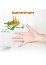 Generic-100 Pcs/Disposable Gloves Thick Powder-Free Rubber Latex Stretchy Gloves Sterile Food Safe Grade for Home Food Laboratory Use (M)