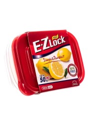 Lock &amp; LockEZ Lock Easy Plastic Rectangular Food Container HLE6304 Clear/Red 520ml 2 PCS