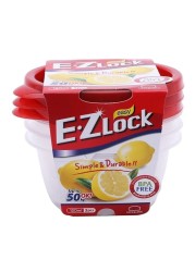 Lock &amp; LockEZ Lock Easy Plastic Food Container HLE9204 Clear/Red 120ml 3 PCS