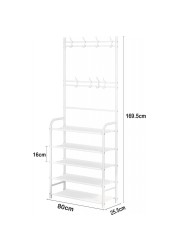 Aiwanto 5 Tier Shoes And Coat Rack Shoes Storage Shelf For Home (White)