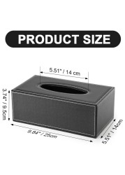 KINGFOM Rectangular PU Leather Tissue Box Cover Facial Tissue Paper Napkin Holder for Bathroom Home Office Car Automotive Decoration with Magnetic BottomBlack