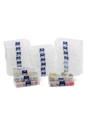 25Pack Small Plastic Storage Box Case Container Snackle Box with 8 Grid Dividers 245 x 52 x 97 for Beads Tackle Box Fishing Hooks Bobs Buttons Jewelry Grid Size 125 x 12 Party Favors