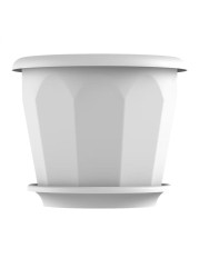 Cosmoplast Hexagonal Flower Pot With Tray White 25cm