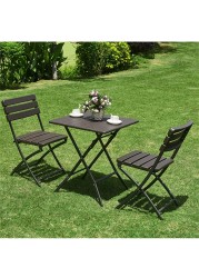 LANNY Set of 4 Folding/Foldable Plastic Dining Chair Water proof Sun proof Patio/Garden Leisure Chair for Outside/Outdoor or Inside/Indoor Wood Design 45cm height of seat -YC043 Brown