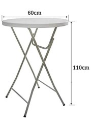 LANNY Home Granite Round Plastic Bar Height Folding Table ZY60H &Oslash;60cm*H110cm White