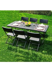 LANNY Folding Chair Ratten Design Plastic Patio/Garden Chair YC041 brown for Party Rsetaurant Outside/Outdoor Inside/Indoor Dining Kitchen