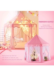 Portable Kids Toy Tipi Tent With Star Light Girl Castle Play House