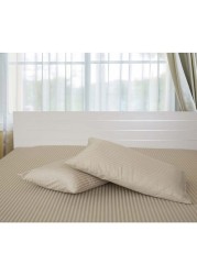 Generic 2-Piece Hotel Linen 100% Cotton 250Tc 1cm Stripe Pillow Cover Set Cotton Stone 50X75cm