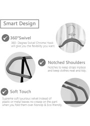 Velvet non-slip Suit Clothes Hangers,360&deg; rotating hook (50pc, Grey)