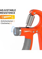 Hand Grips Strengthener with Counter, Adjustable Grip Strength Trainer, Hand Exerciser with Stainless Steel Spring, Non-Slip Gripper, Gripster for Strong Wrists, Fingers, Forearm, Hands, Arm (Orange)
