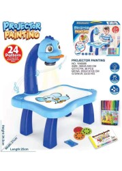 Generic Kids Christmas Gifts New Year Gifts For Boys, Children Educational Painting Art Projector Kids Toy Fun Desk Drawing Set With 24 Patterns (Blue)