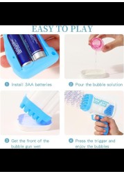 Radiotronics Blue Bubble Machine for Kids, Outdoor Indoor Basket Stuffers Automatic Toys Birthday Gifts for 3+ Years Old Toddlers Girls Boys Wedding Party Include Bubble Solution